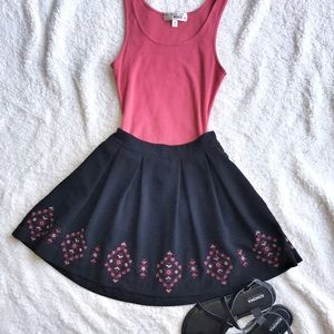 Black Pleated Mini circle Skirt with pockets